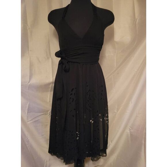 * * KAREN MILLEN Halter Neck Flare V Neck Marilyn Monroe Style dress - Picture 2 of 12